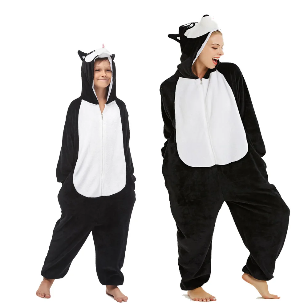 Family Matching Pajamas Sets One Piece Animal Cartoon Hooded Jumpsuits Boys Kigurumi Pajama Kids Pyjamas Oneises Homewear