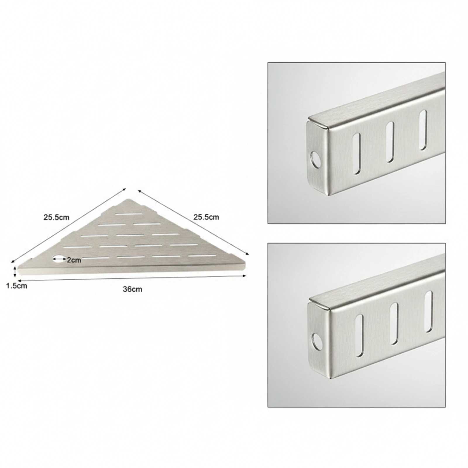 Corner Shelf with Slotted Surface Slim Embedded Corner Shelf Bathroom Organizer Rustproof Long-Lasting