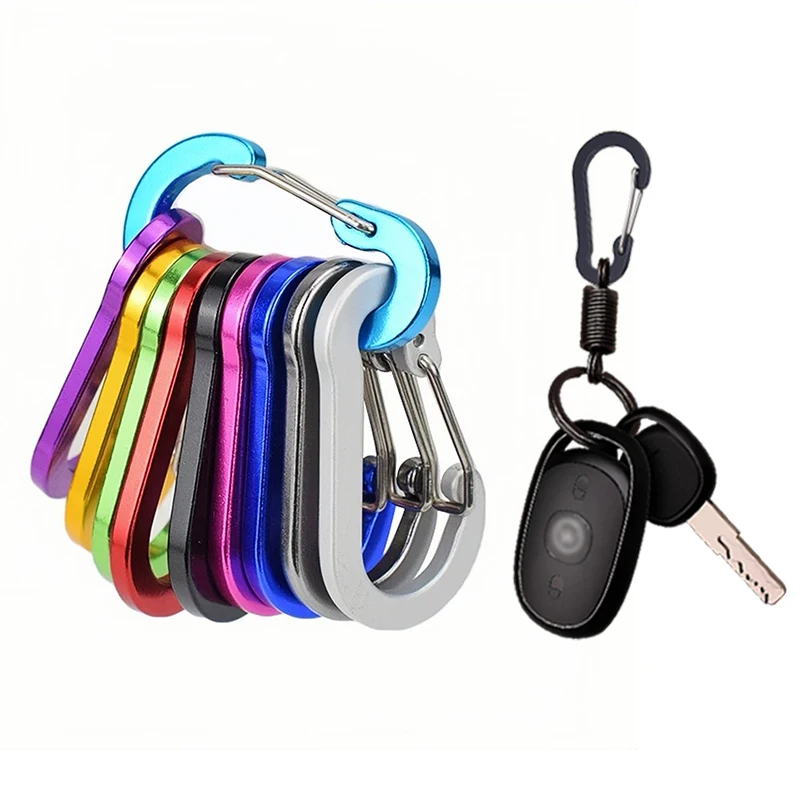 Aluminum Alloy Carabiner Outdoor Backpack Camping Climbing Buckle Fishing Hook Keychain Key Rings Lock Buckle Snap Clip Tools
