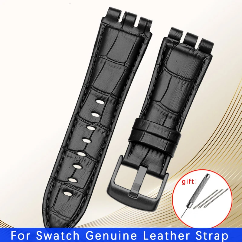 23MM Genuine Calf Leather Watchband Steel Clasp For Swatch IRONY YOS440 449  448  401G Watch Strap Watch band Bracelet Wristband image 6
