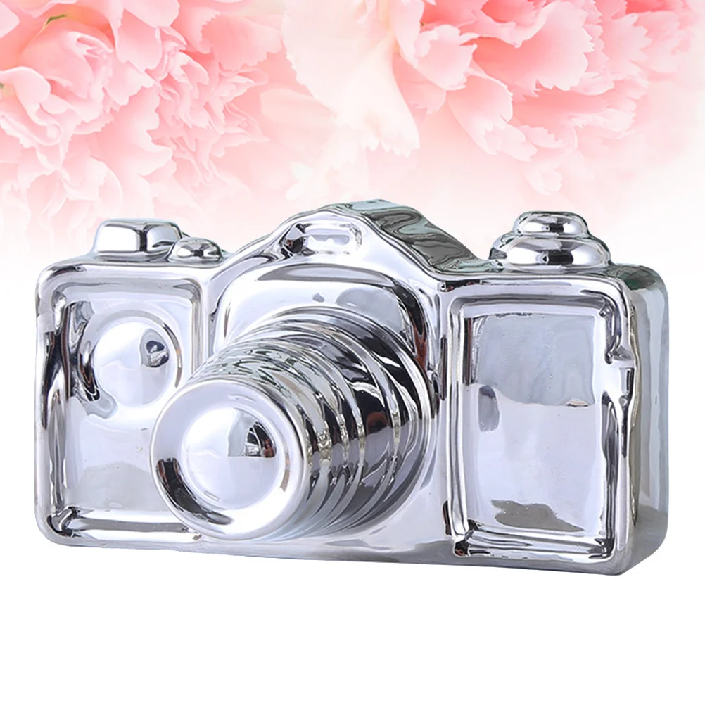 

1Pcs Ceramic Camera Ornament Silver Nordic Style Unique Home Office Bedroom Table Decoration Gift Camera Ornament