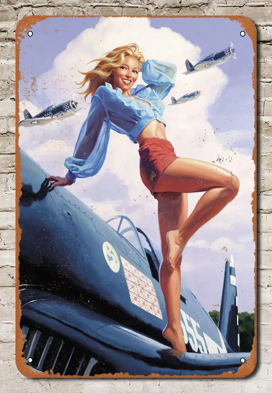 16x12 дюймов пинап девушка сексуальный горячий стержень Автомобили Гараж Бар Паб Магазин Настенный декор мужская пещера значок Ретро металлическая фотография