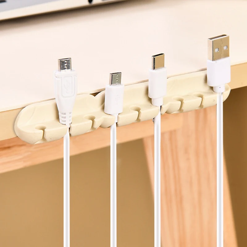 Silicone Cable Clips for USB/Mouse/Headphone Cords - Desktop Cable Organization with Adhesive Backing
