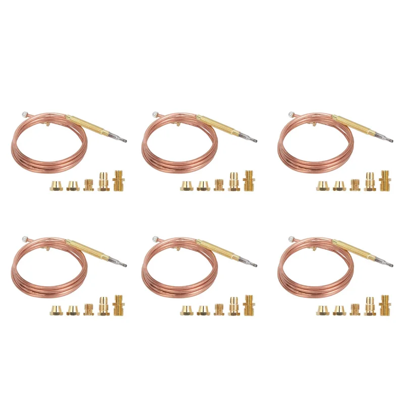 

A7THK-6X Universal Gas Stove Thermocouple With 30Pcs Nuts Heating Gas Burner Replacement Thermocouple Adaptor