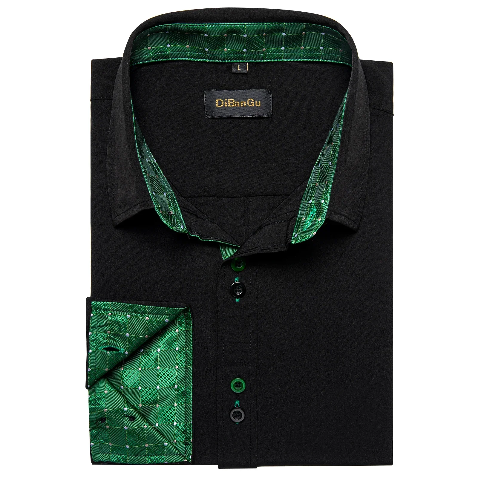 2023 Mens Solid Black and Green Check Paisley Polyester Shirts Luxury Men Clothing Wedding Party Dress Cotton Shirt Blouses