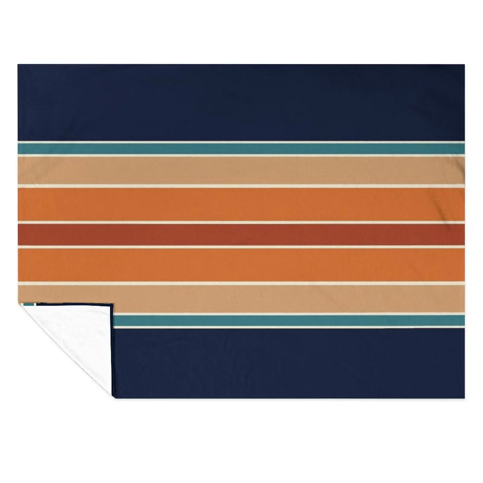 

Retro Stripes Mirror Orange Rust and Blue Throw Blanket Blankets For Bed Luxury Thicken Moving Blankets