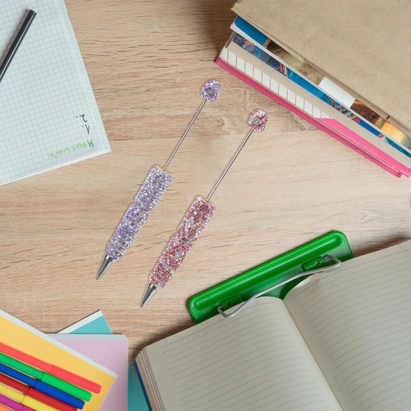 

2Pcs Bling Ballpoint Pens Rhinestone Decorated Writing Pens Smooth Flow for Classroom Notes Journaling Creative Present Kids