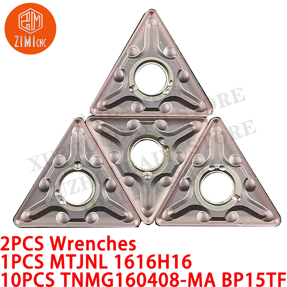 1PCS MTJNL 1616H16 Suporte de ferramenta de torneamento de 16 mm * 100 mm + 10PCS TNMG160408-MA Insertos de torneamento CNC ferramentas de corte mecânicas de torno de metal
