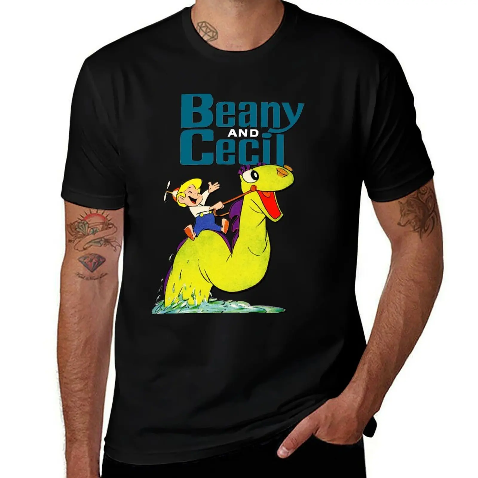 Vintage Retro Beany and Cecil Childhood Tribute T-Shirt Large Size Casual Tee Shirt T-Shirt
