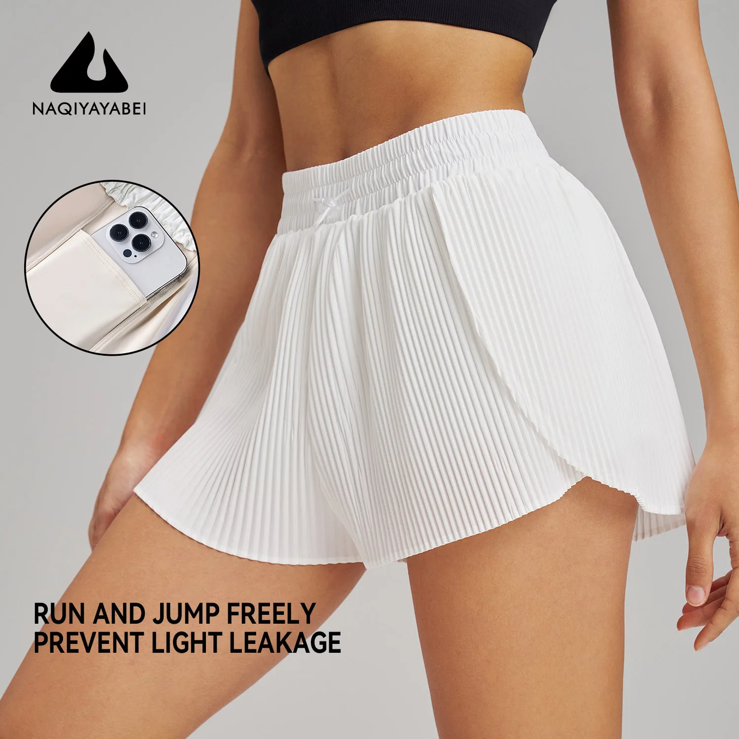 Fitness Sports Pants Women's High Waist Quick Dry Three-Quarter Length Skort Design Inner Lining Outdoor Running Shorts