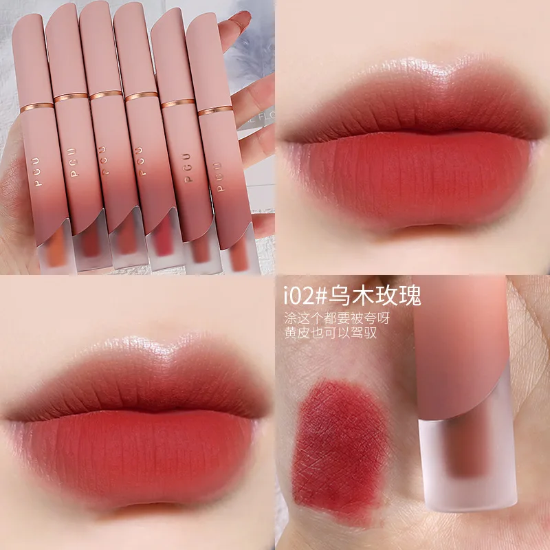 Liquid Matte Lipstick Lip Balm Dual-Use Pink Long-Lasting Not Easy to Stick to Cup 6 Colors Available for Lip And Cheek Makeup