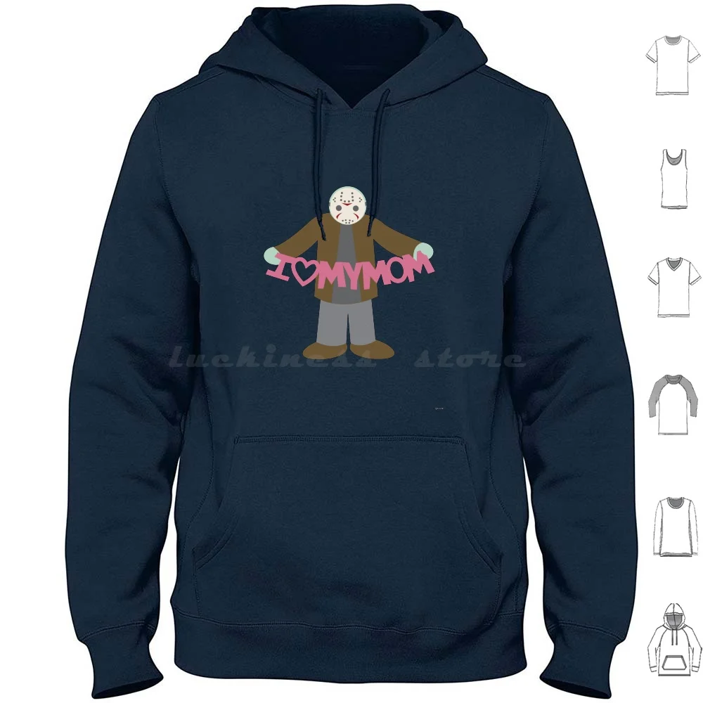 Jason Loves His Mom Hoodie cotton Long Sleeve Jason Voorhees Jason Pamela Voorhees Mom Moms Mother Mothers Mothers Day Horror