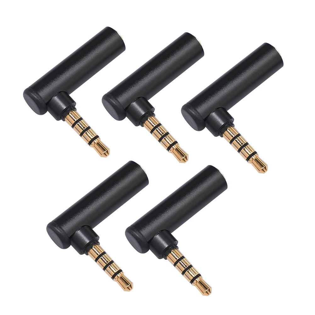 1/2/5Pcs 3.5mm Jack Right Angle Audio Adapter Plug Male To Female Jack 90 Degree AUX Adapter 1/8 TRRS Stereo Headphone Connector