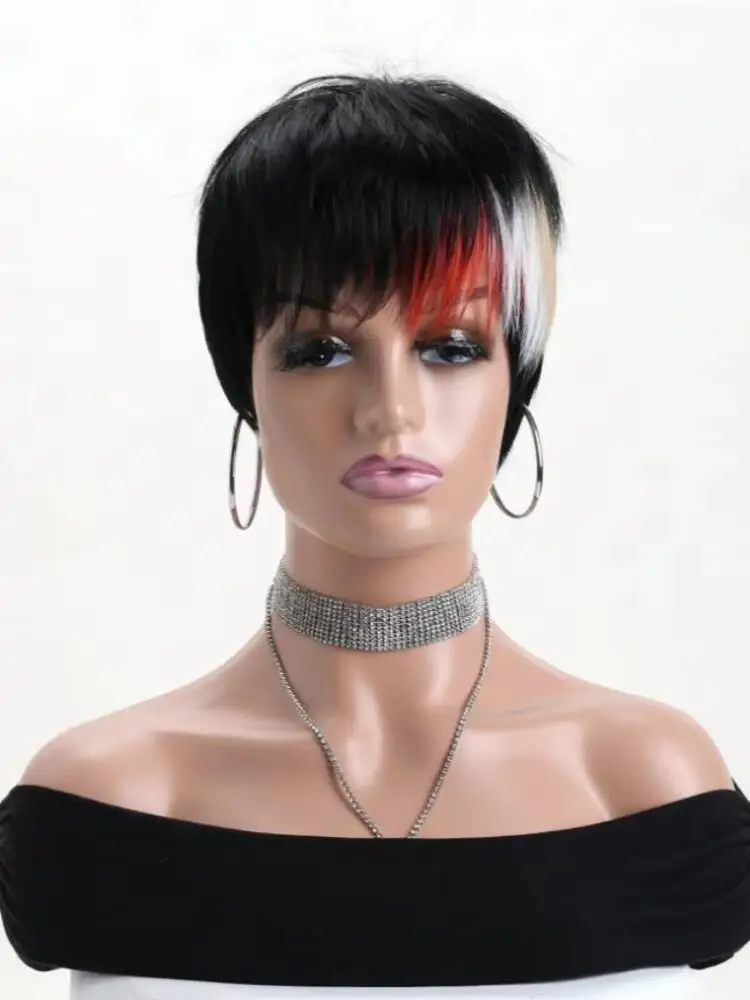 

Парик с повязкой на голову Кудрявый прямой 26-дюймовый странный прямой парик с повязкой на голову из человеческих волос Бесклеевые человеческие волосы Парики машинного производства синтетические