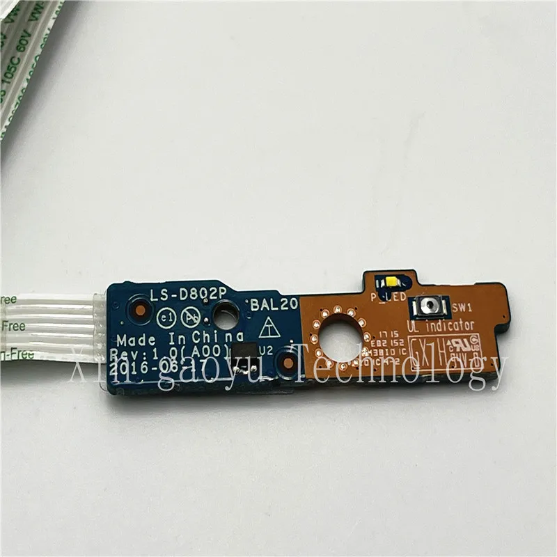 LS-D802P Original For Dell Inspiron 15 5000 5567 5565 5768 5767 Power Button Board With Cable 3JFC3 03JFC3 NBX0001YY00