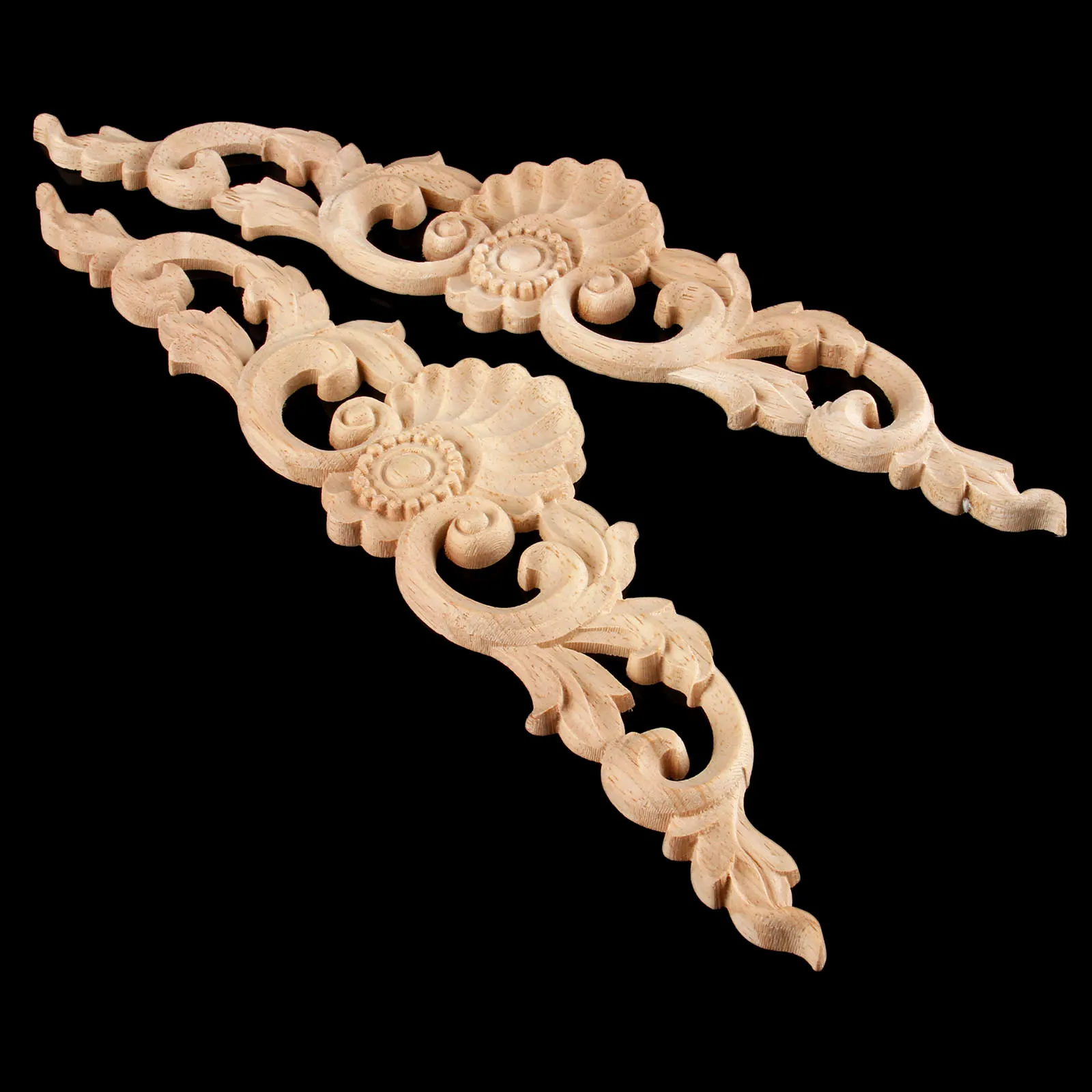 1pc Wood Carved Decal Strip Corner Hollow Frame Doors Furnitures Decor Unpainted Figurine Craft 30/35cm Long Applique Crown