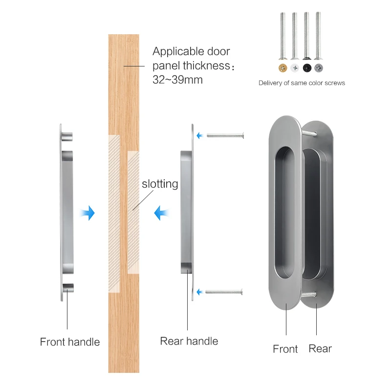Recessed embedded dual-installation handles for concealed sliding doors  sliding door pulls hidden installation invisible