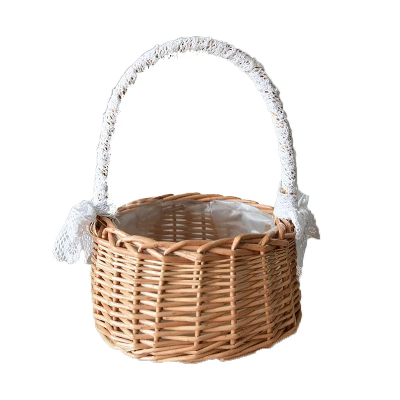 Flower Basket Flower Girl Rattan Hand-Held