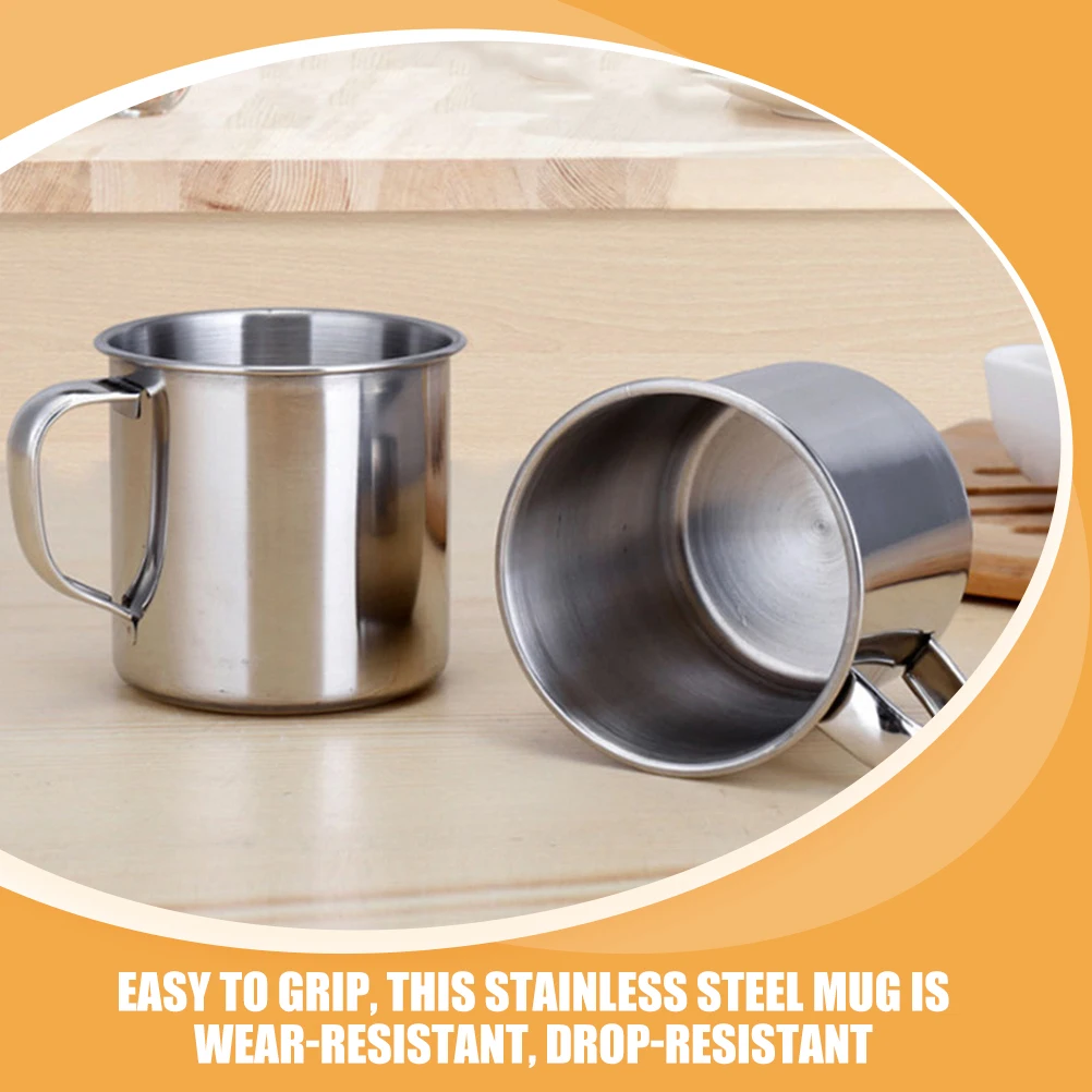 

2pcs Stainless Steel Water Cup for Kids Unbreakable Lightweight Mug Anti-Fall Camping Travel Use Green Cups Coffee
