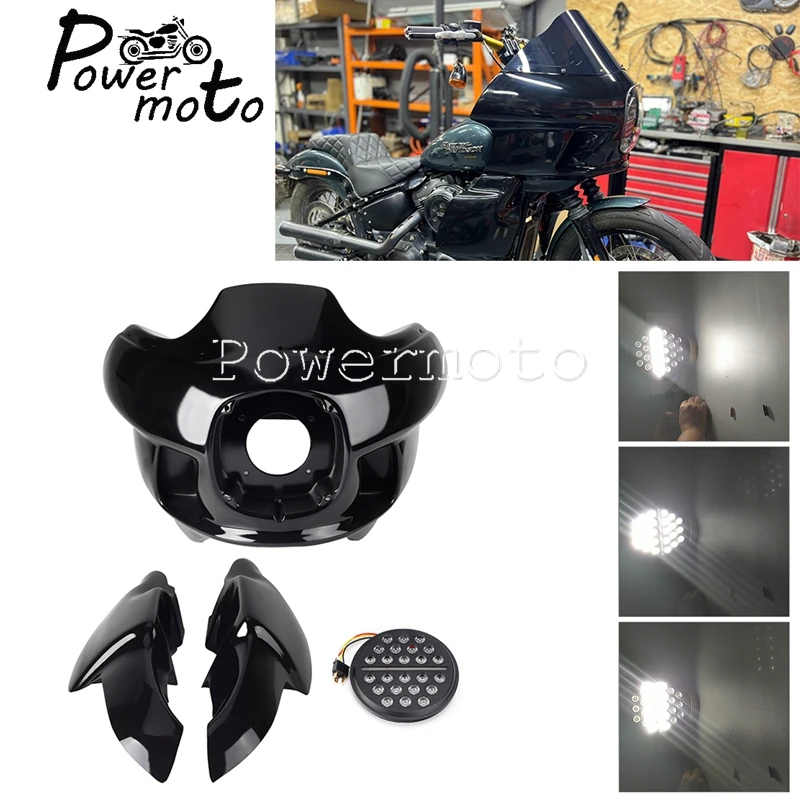 

For Harley Dyna Street Bob Low Rider Wide Glide Sports Glide Custom Upper Lower Fairing Cover W/7" LED Motorcycle 7" Headlight