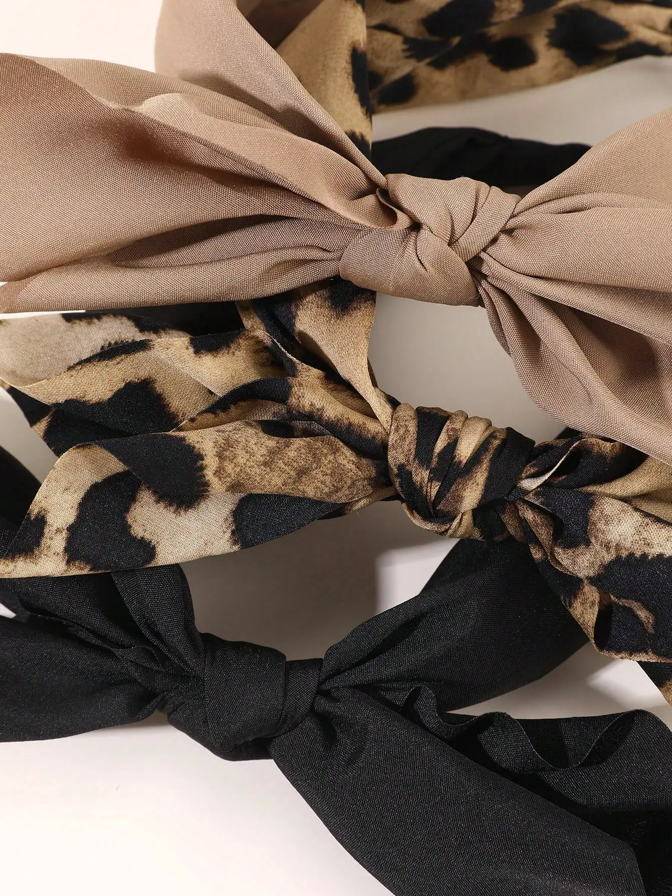 

3 шт. женских винтажных повязок на голову с леопардовым принтом и бантом, коричневые и черные аксессуары для волос