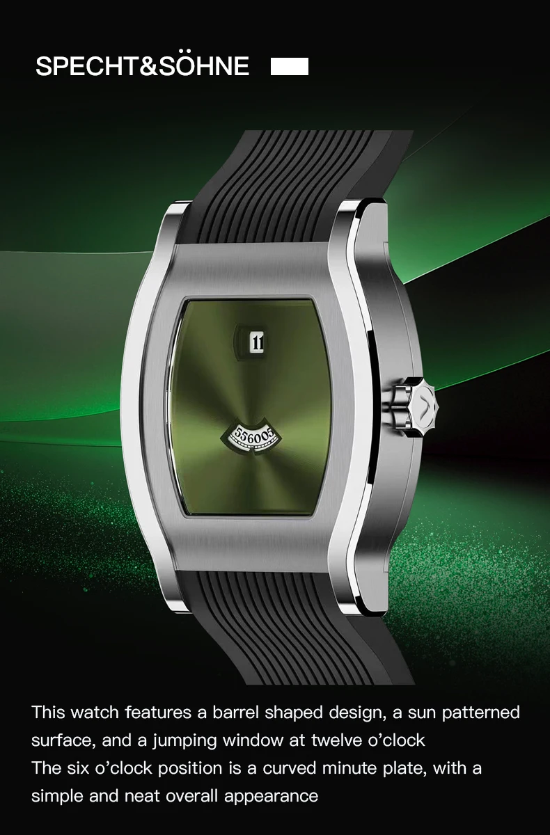 ساعة يد فاخرة جديدة Specht & Söhne Jump Hour ميكانيكية أوتوماتيكية للرجال ساعة يد من الفولاذ المقاوم للصدأ والكريستال الياقوت Reloj Hombre ﻿