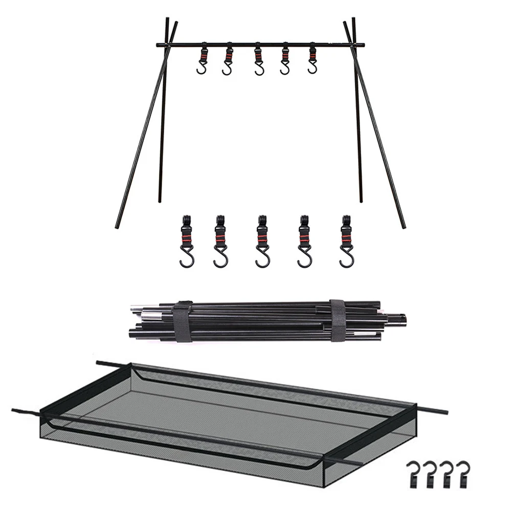 

Camping Organizer Folding Aluminum Rack For Open-Fire Cooking Easy Transport Storage Solution Lightweight Design For Travel