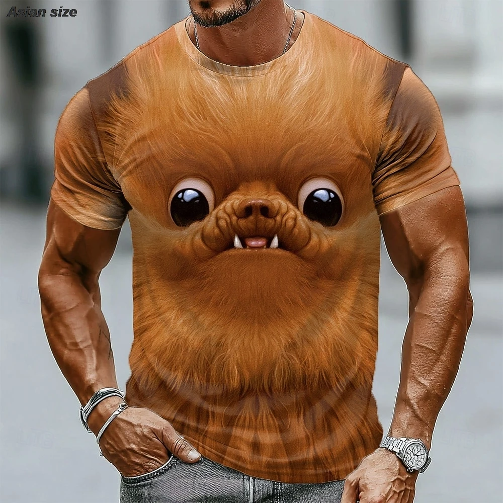 German Shepherd Dog 3D Print Men T‑Shirt Casual Crew Neck Short Sleeve Fashion Tops