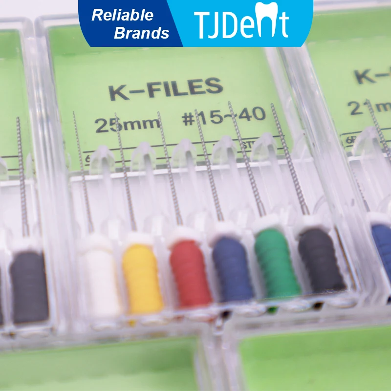 TJDent Dental K-FILE NiTi Flexible 25mm Endo Root Canal K Files Hand Use Endodontic Nickel Titanium Dentitstry Treatment Tools