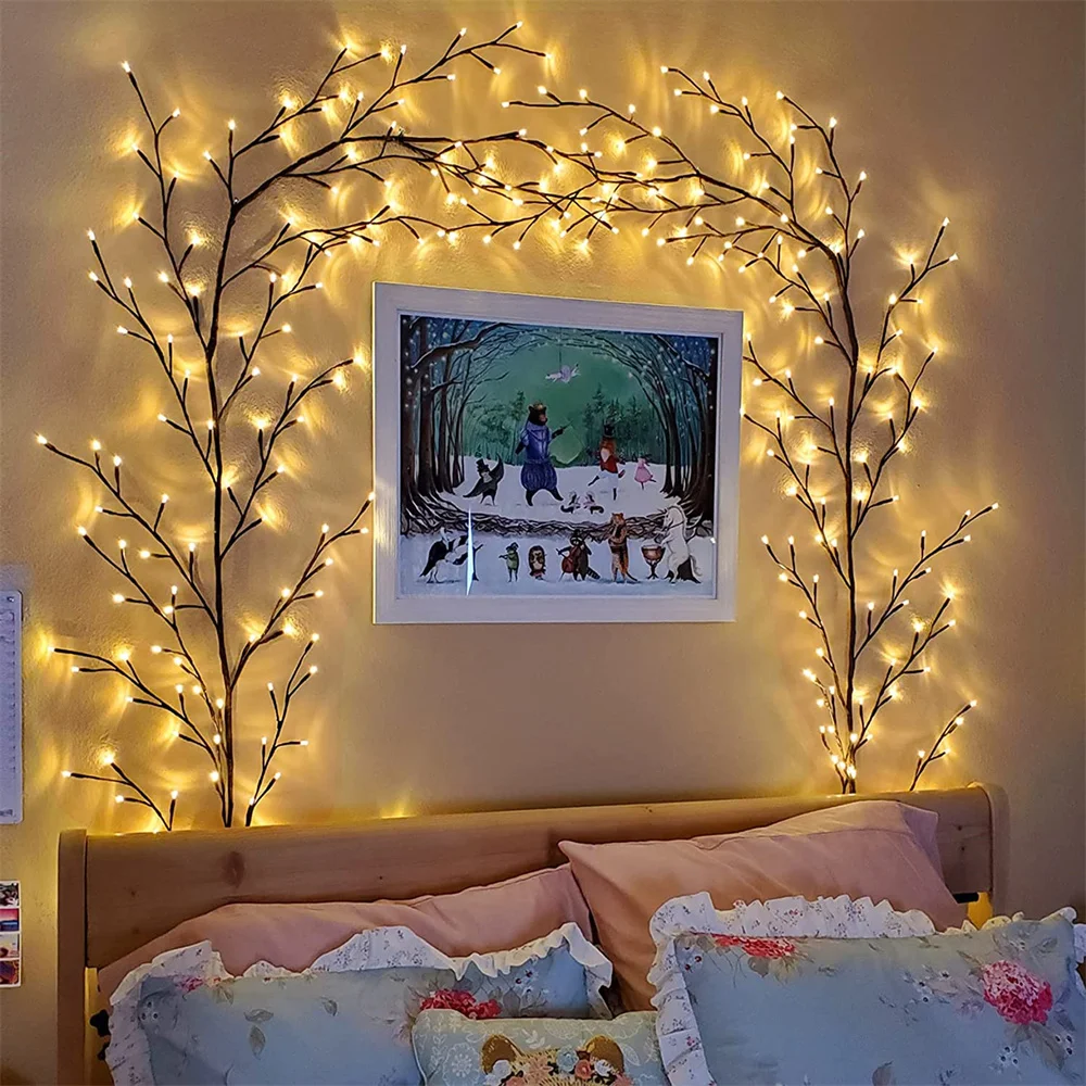 

144 LED Willow Vine Tree Lights Flexible Plants Branch Plug in Fairy Wedding Light for Valentine's Day Bedroom Party Decoration