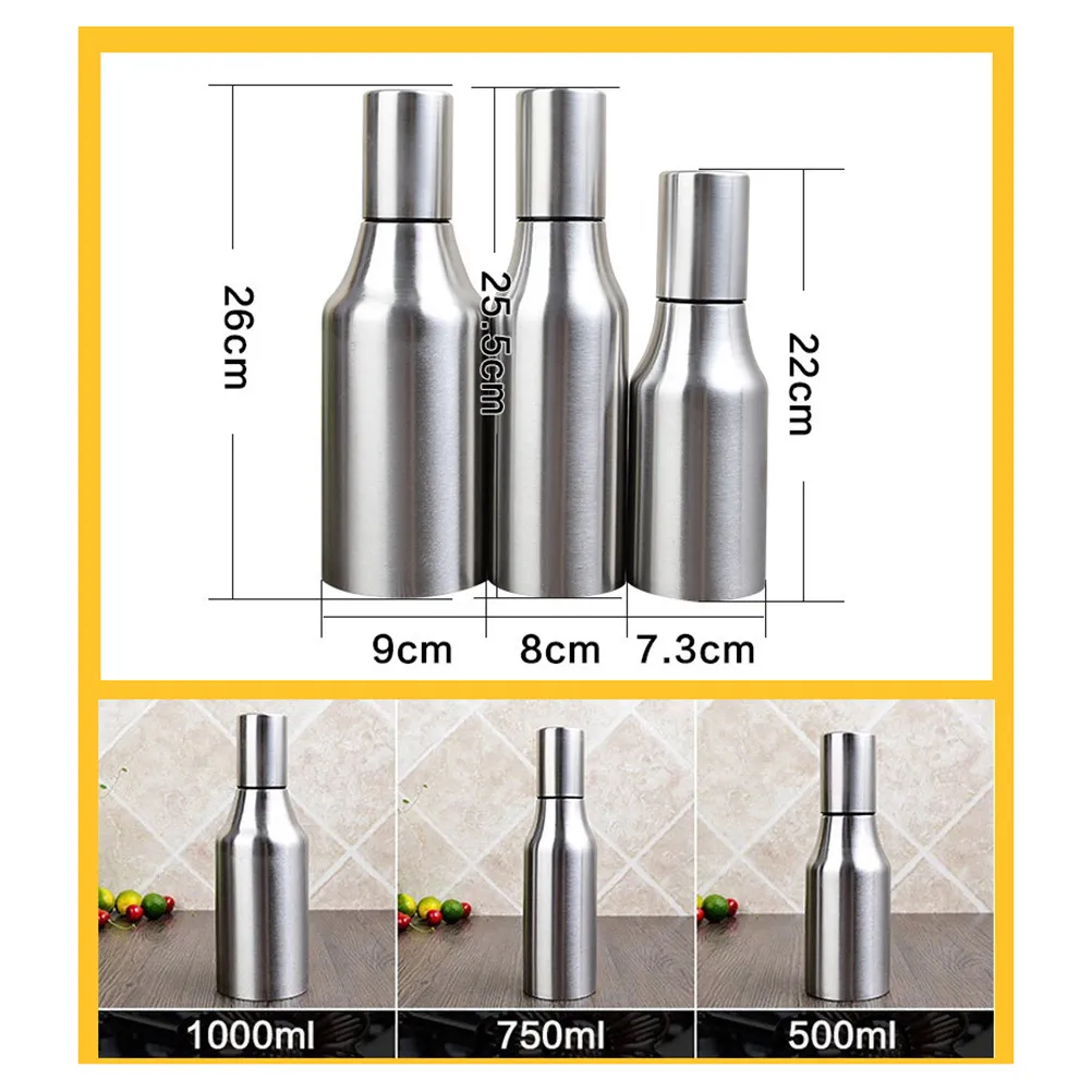 

Диспенсер для масла из нержавеющей стали 750 мл, премиум-класса 304, с защитой от проливания, для кухни, для оливкового масла, уксуса, соевого соуса