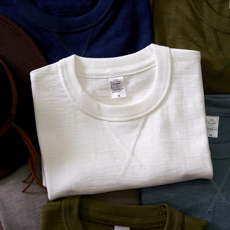 

Мужская футболка American Sle Thiened 300 г из чистого хлопка ort Sve round Ne Faionable Base irt белого цвета