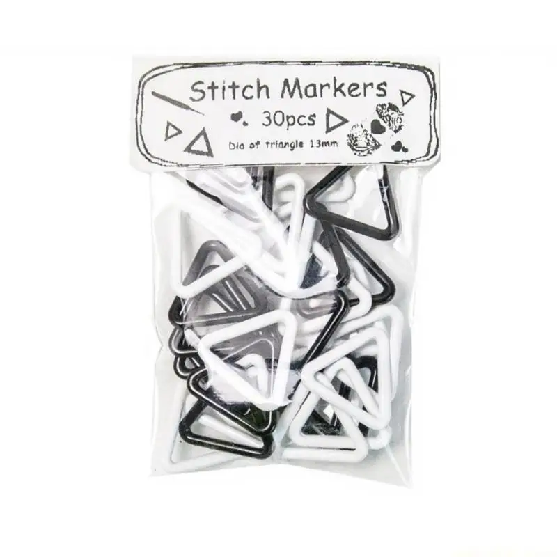 QX2E 30Pcs Triangular Locking Stitching Markers Colorful Metal Knitting Markers Rings for Sweaters Scarves Hat Sewing Project