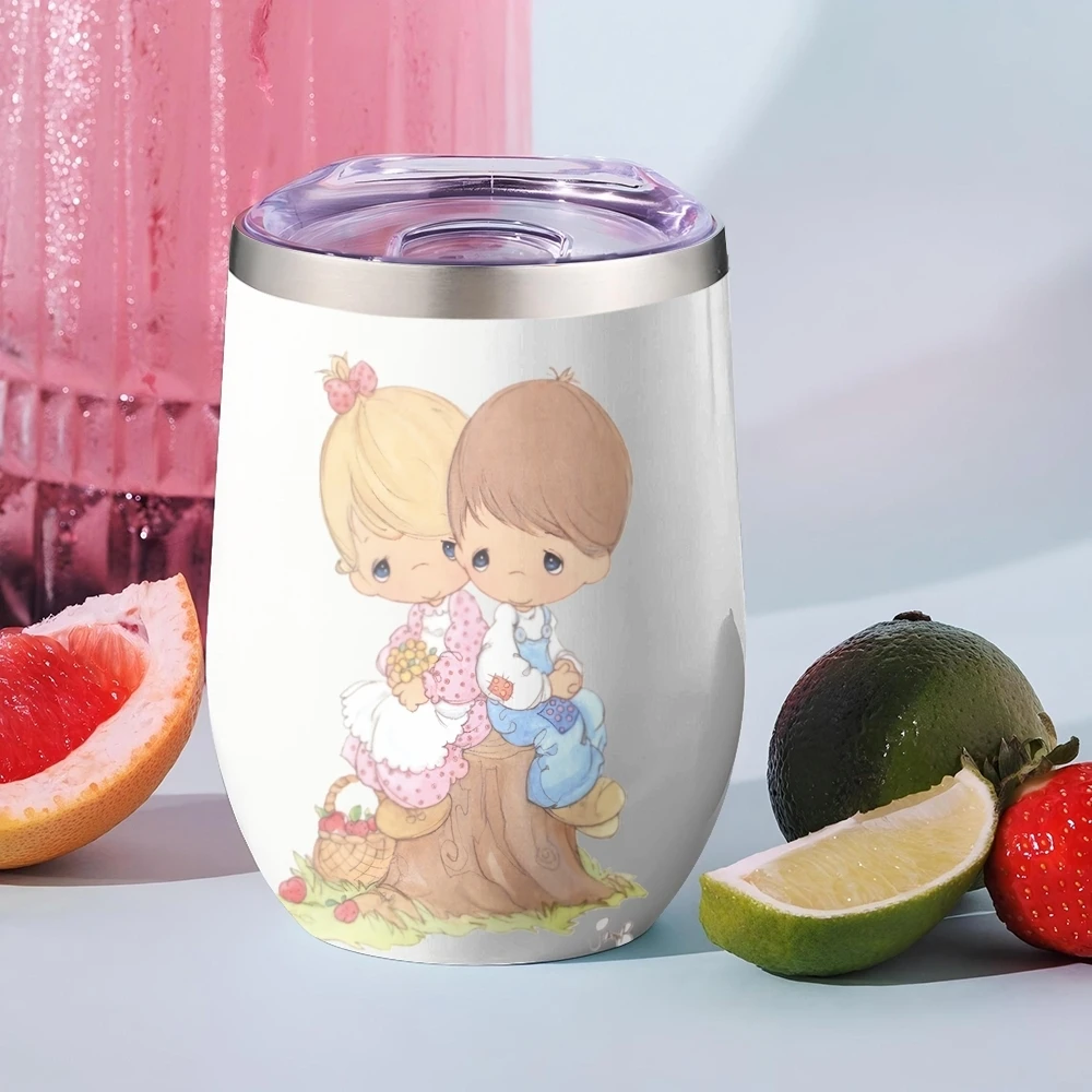 P-Precious M-MomentsES Vacuum Flasks 12oz Insulated Stainless Steel Mug with Lid Double Wall Vacuum Hot Cold Drink Cup