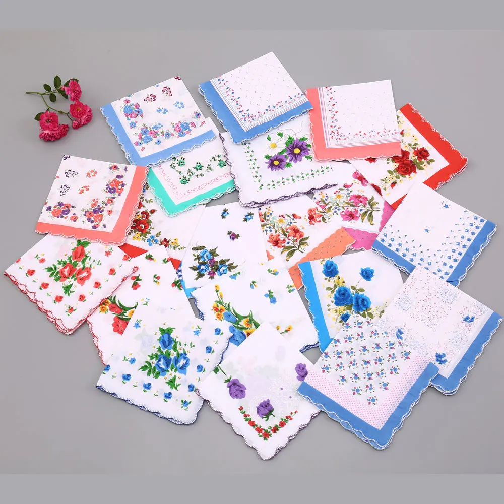 20 pezzi di eleganti fazzoletti con bordo a denti per donna, fazzoletti morbidi e confortevoli in puro cotone, souvenir per la sposa della stagione del matrimonio, regali per la festa della mamma