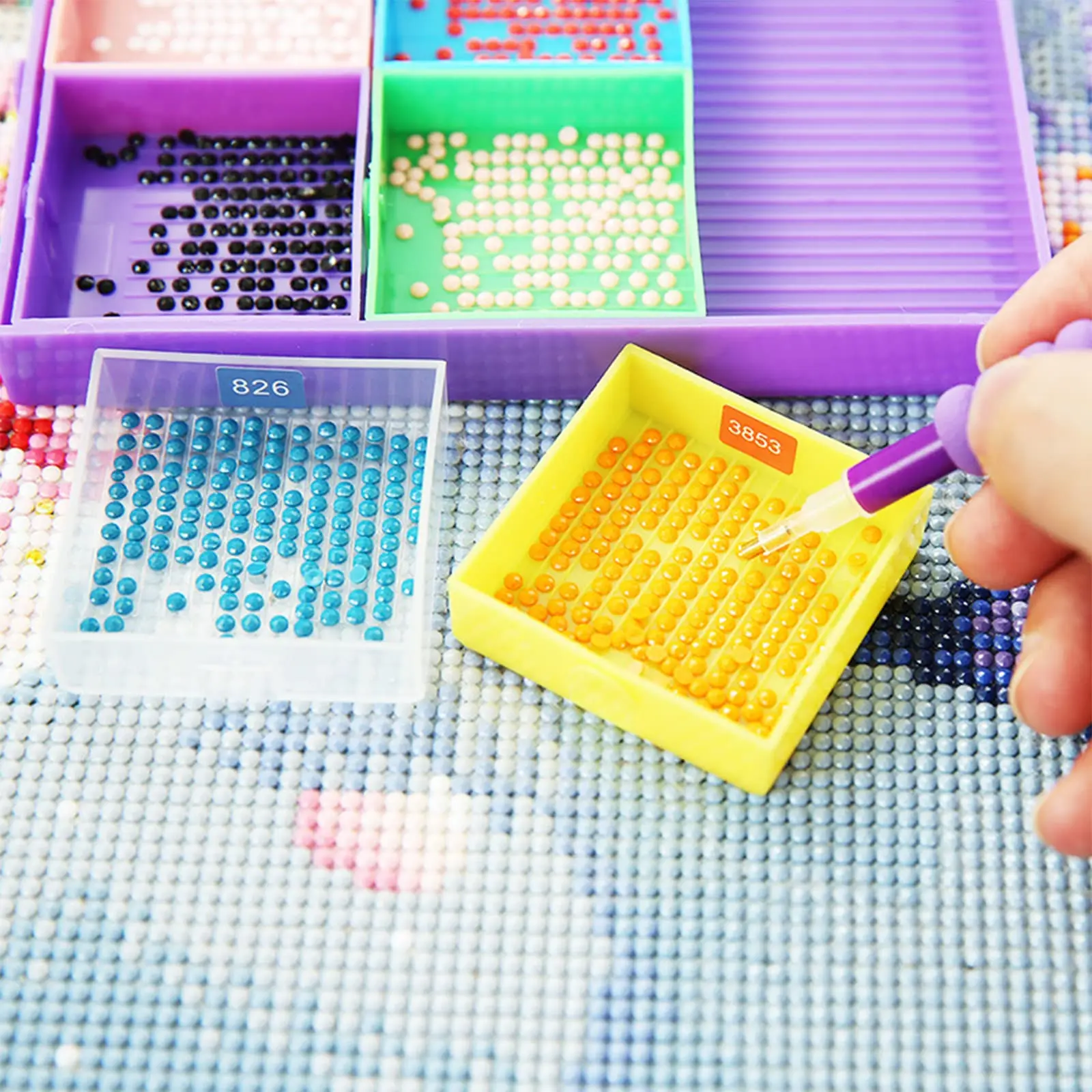 1pc 6 Grids Palette Diamond Painting Accessory Tray Kits Large Capacity Plate Tool Nail Art Beading Plates Cross Stitch