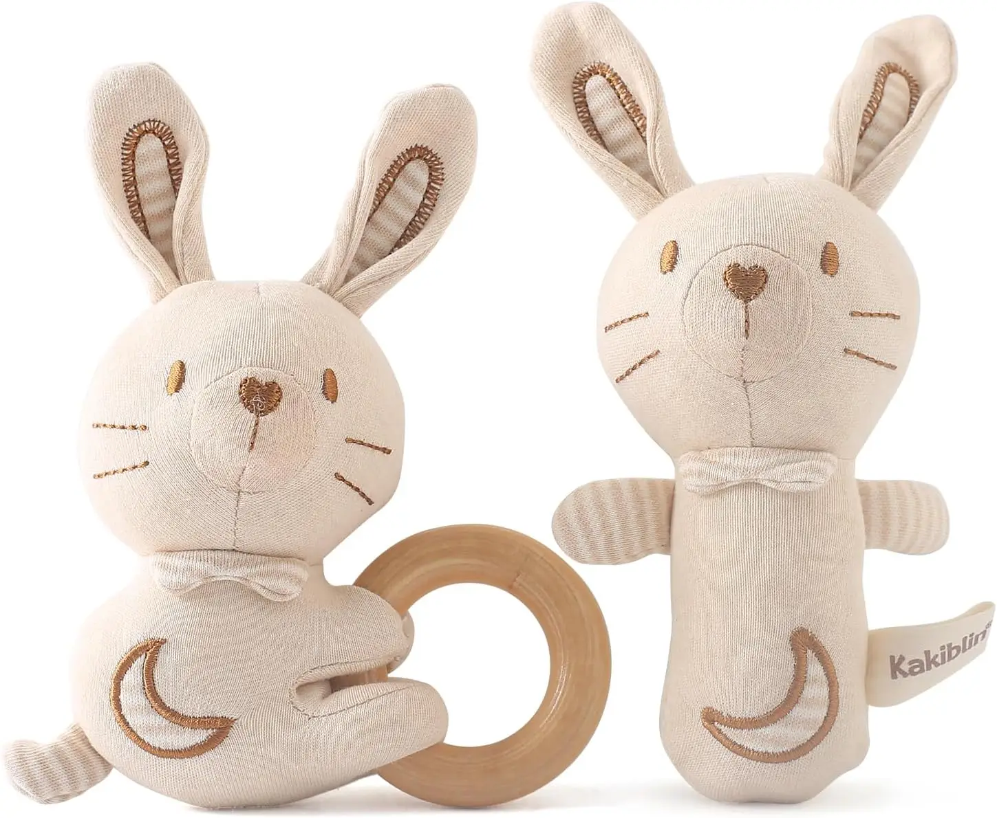 Stick Sonaglio Galarara Coniglio Giocattolo Giocattolo in tessuto per bambini Regalo in cotone organico per la nascita Giocattolo educativo Neonato Regalo per bambini Presente