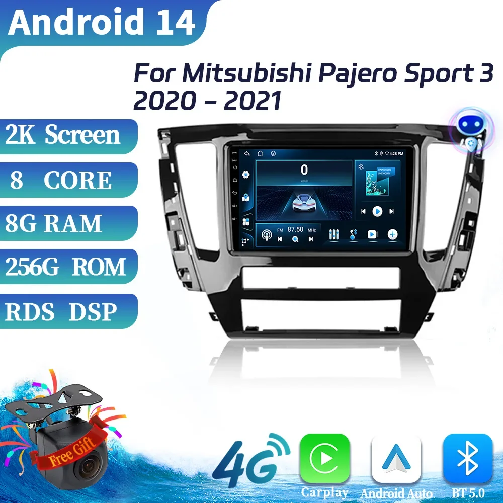 Para mitsubishi pajero sport 3 2020-2021 rádio do carro reprodutor de vídeo multimídia navegação 4g gps sem fio android bt tela carplay