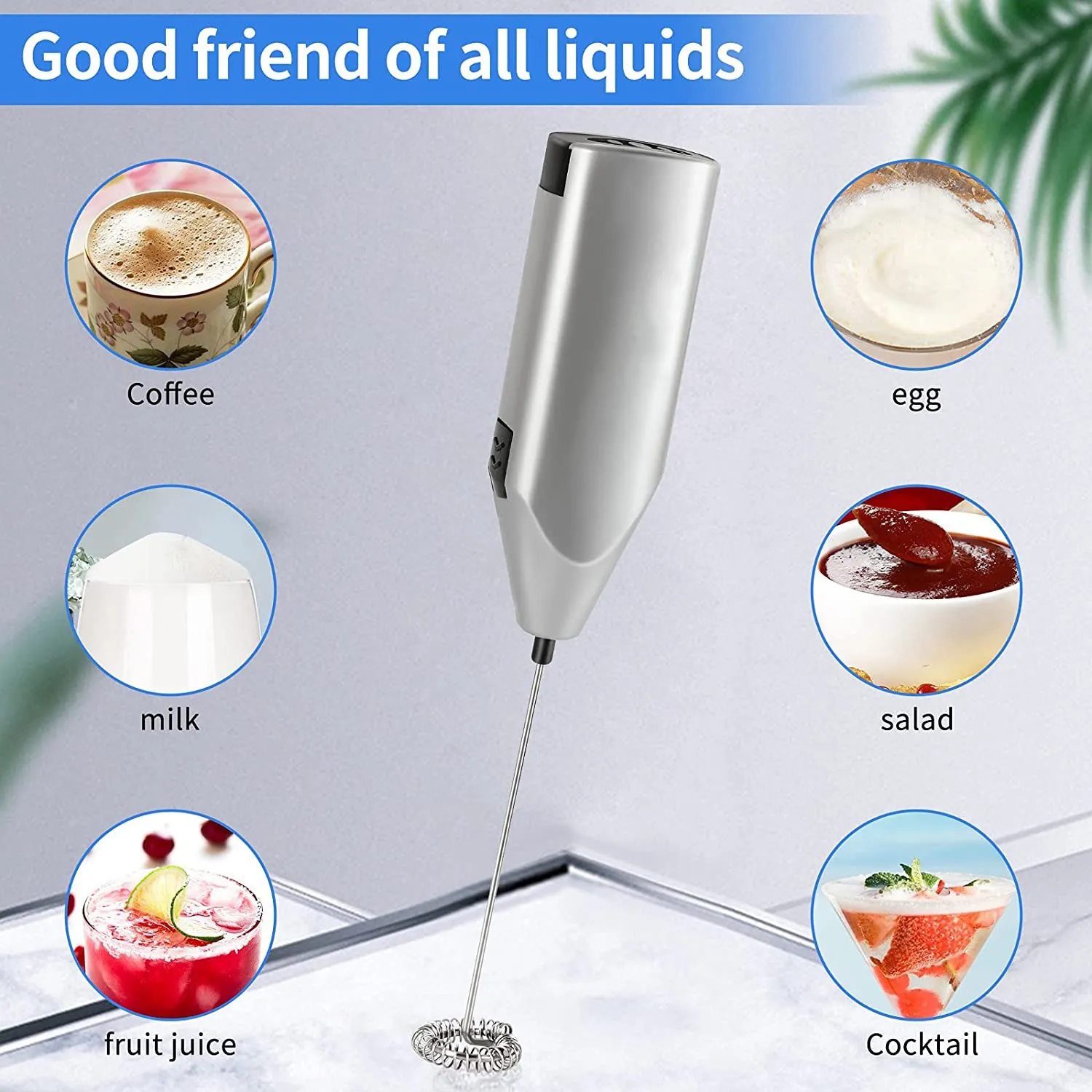 เครื่องตีฟองนม Quiet Hand Held Frother Whisk High Powered Mini Blender เครื่องทําโฟมไฟฟ้า เครื่องปั่นผสม