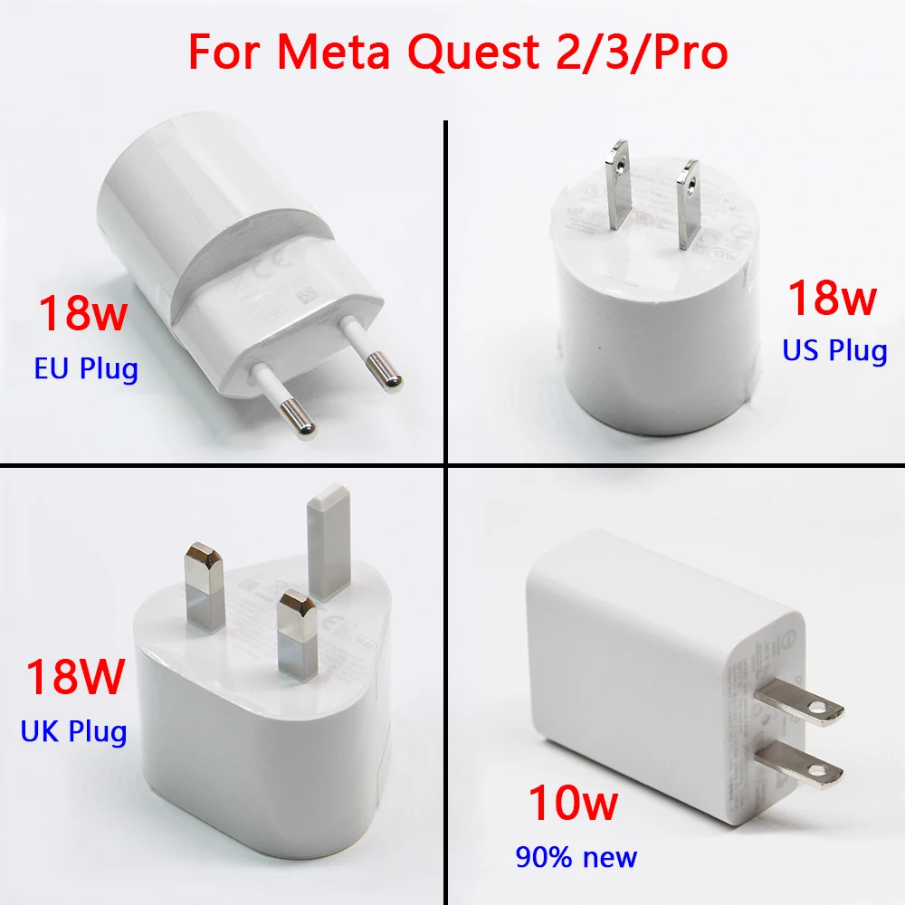 Original New EU US UK Charger For Oculus Quest 2 Power Charger Replacement For Meta Quest 3 / Pro Power Adapter Accessories