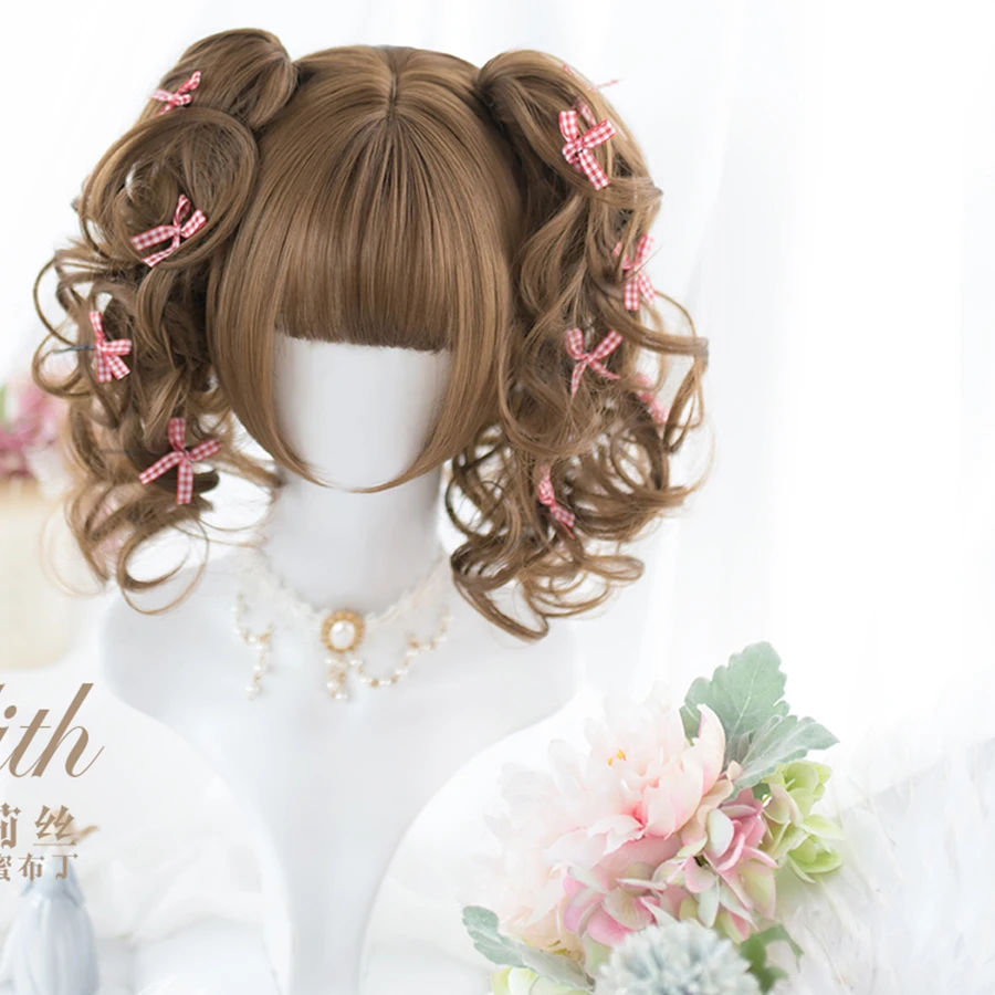 Synthetic chemical fibre hair lolita double tiger clips bangs head cover party party suitable for all women.