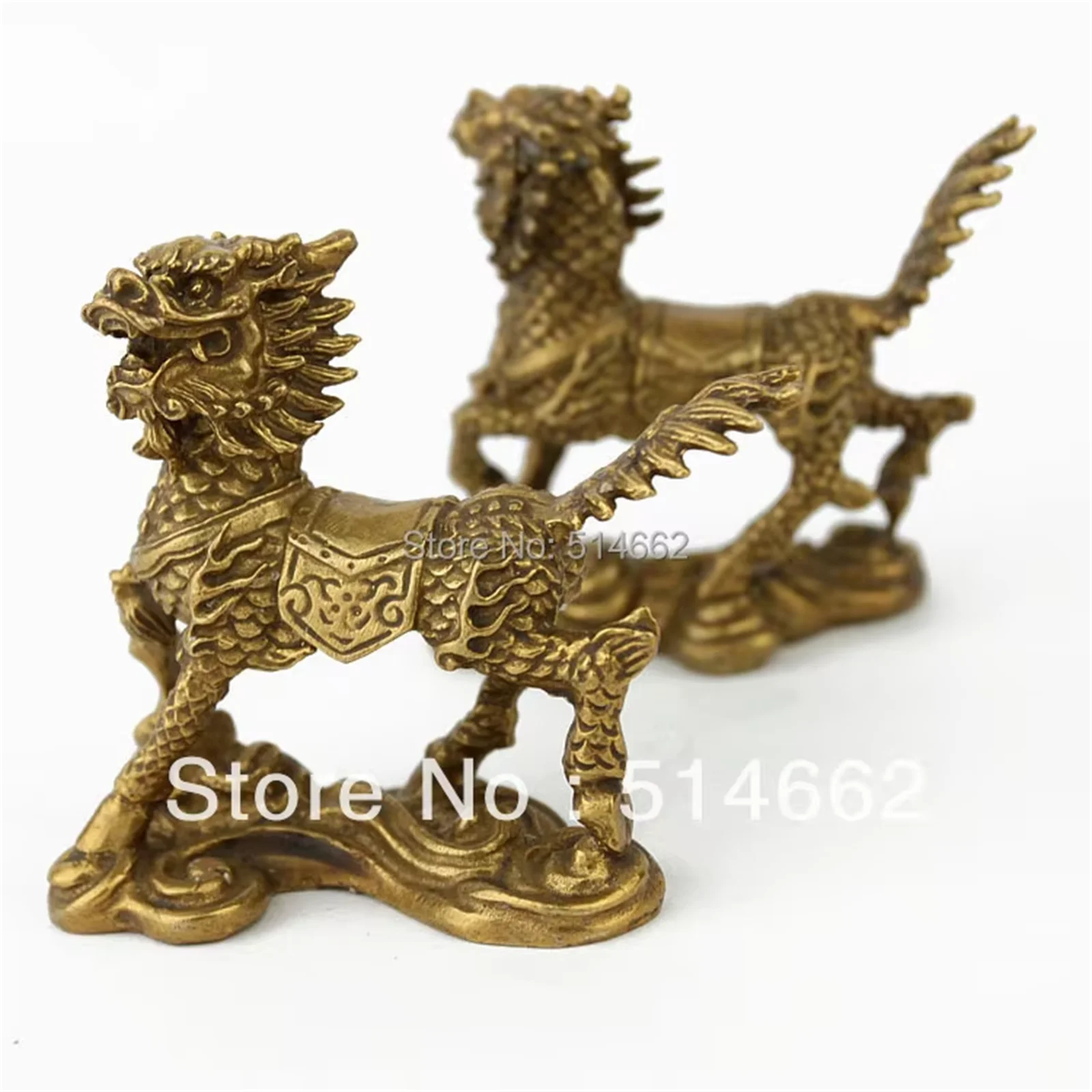 3 Inch Brass Feng Shui Pair TENGYUN CHILIN / chi lin M1186