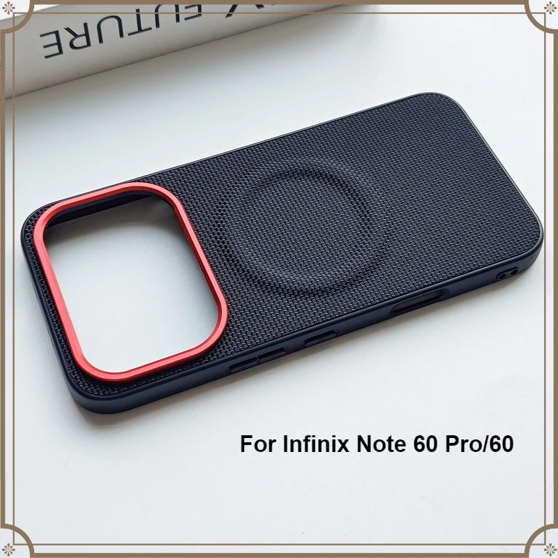 Funda For Infinix Note 60 Pro Case Magnetic Luxury Carbon Fiber Pattern PU Leather＋TPU Anti-fall Wireless Charging Phone Cover