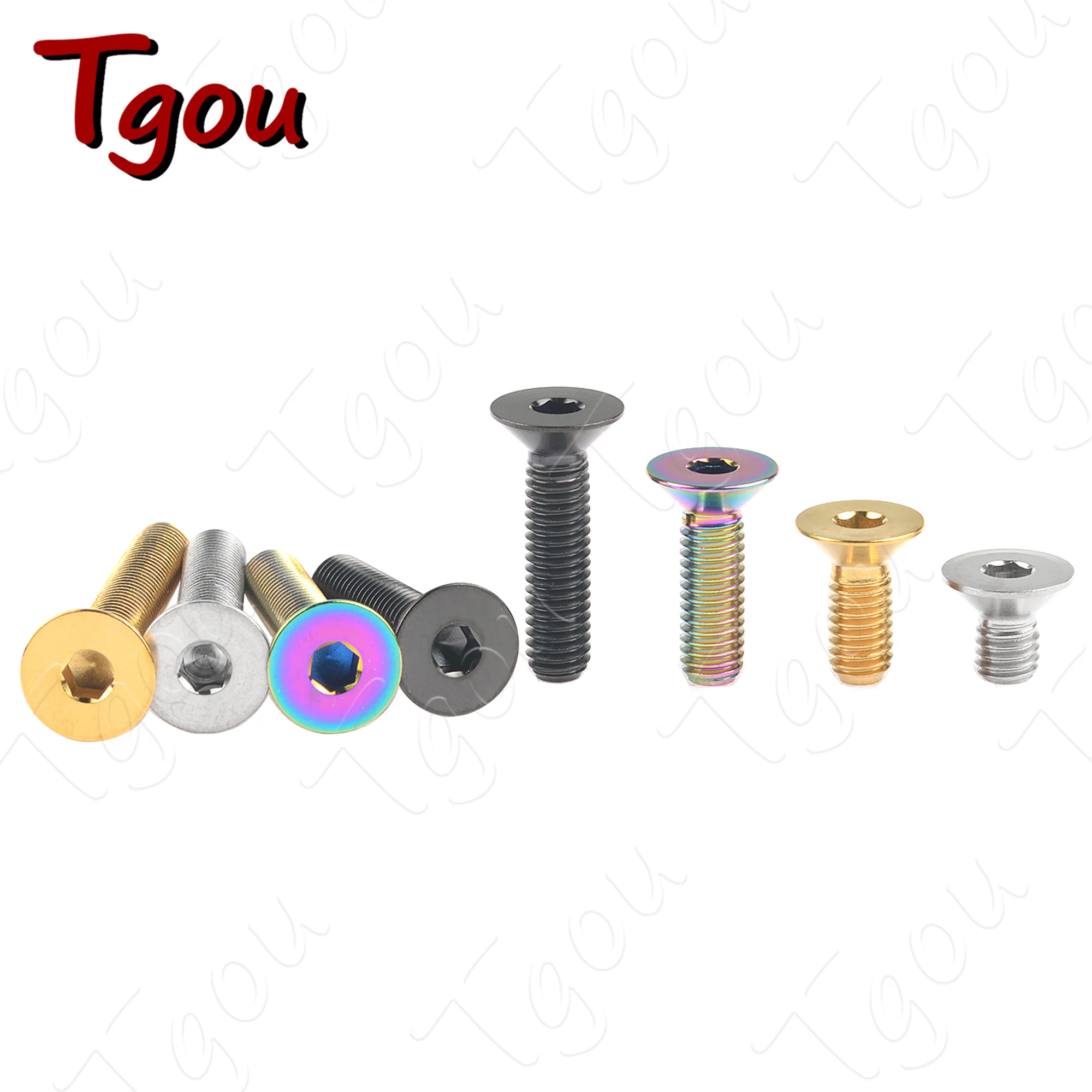 Tgou Titanium Bolt M6x10/15/20/25/30/35/40/45mm Allen  for Bicycle Flat Countersunk Head Brake Disc Screw