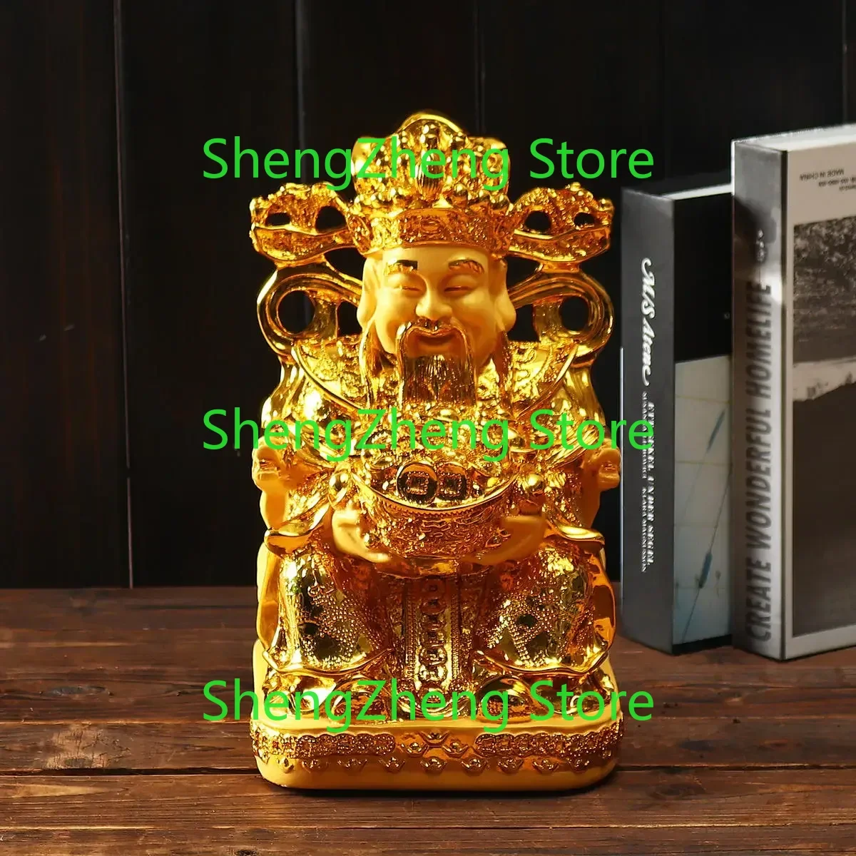 

Wealth Gold Plating Statue Wencaishen Feng Shui Ornament Decorations Mascot Bring More Wealth for You
