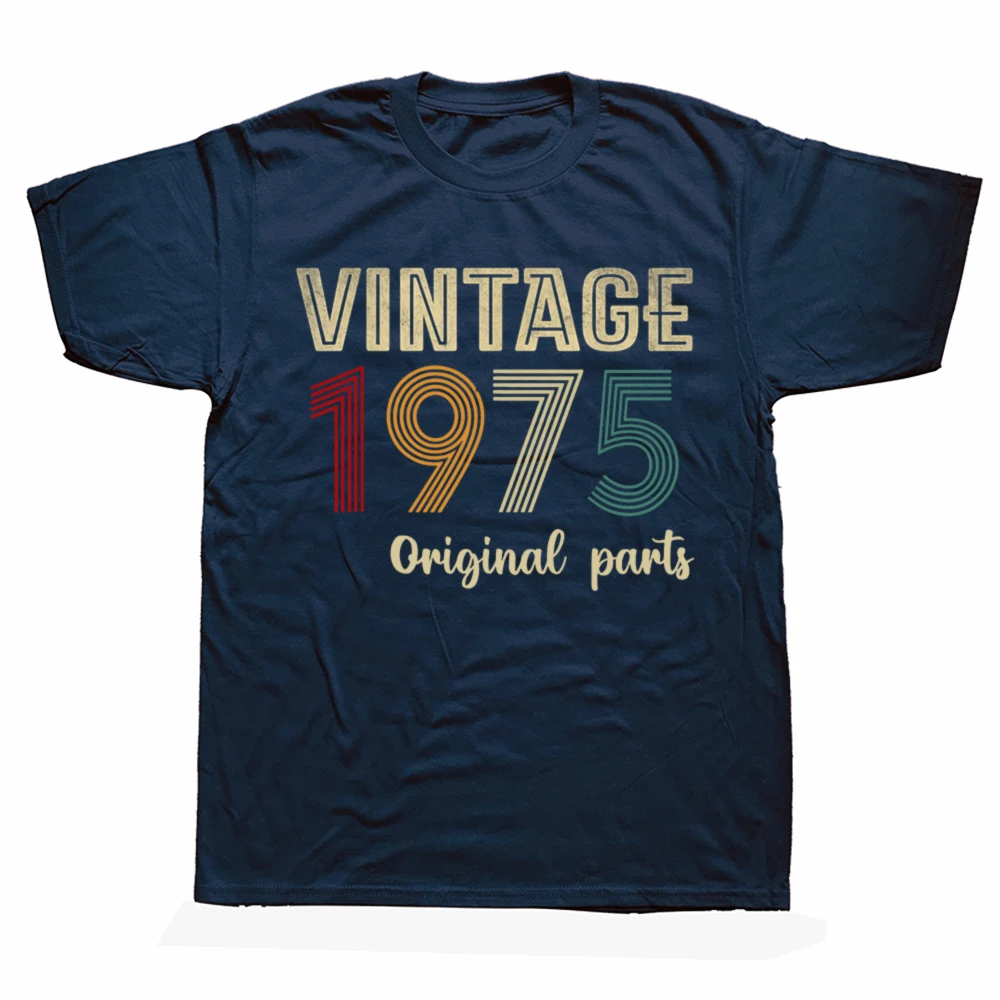 Retro Vintage 1975 Original Parts 50 Years Old Birthday T Shirts Cotton Streetwear Gifts Men Fashion Casual Oversized T Shirt