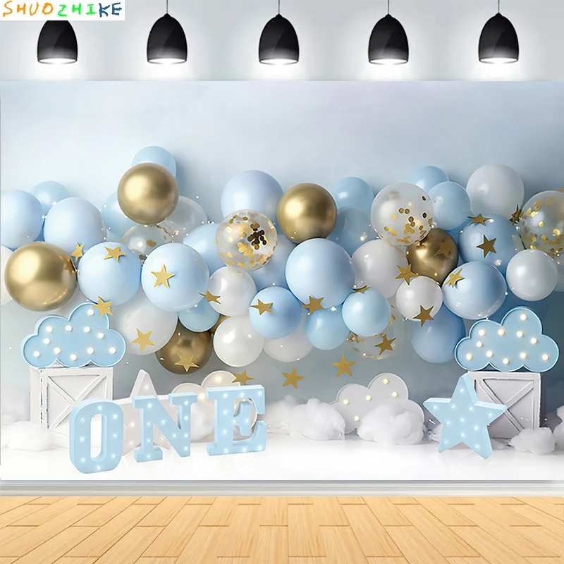 استحمام الطفل حفلة عيد ميلاد سعيد خلفيات للتصوير الفوتوغرافي الوليد الاطفال منطاد الهواء الأميرة الغابة الاستوائية صورة خلفية BB-07 #4