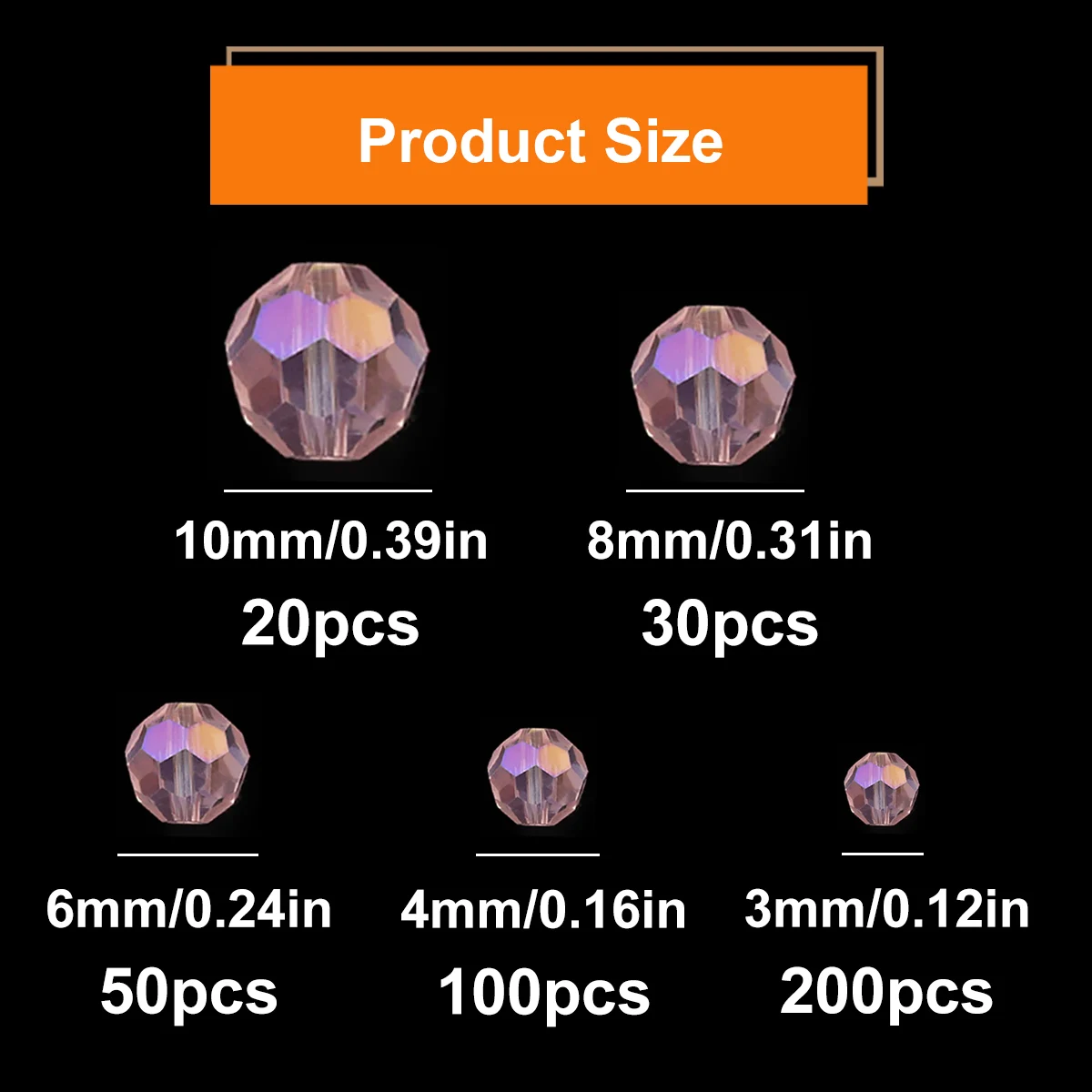Austrian Crystal Faceted Balls Bead Pink Glass Loose Spacer Beads For Jewelry DIY Bracelets Earrings Accessories 3/4/6/8/10mm
