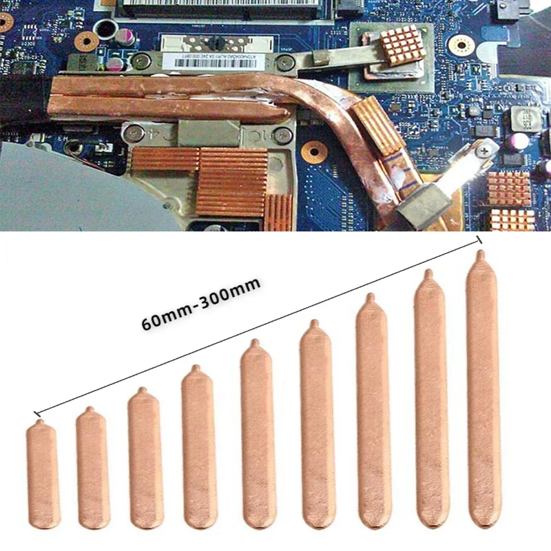 1pcs 60mm-300mm Pure Copper CPU GPU RAM Heatpipe Tube Laptop Radiator Heating Cooler Flat Heat Pipes Heatsink Notebook Computer