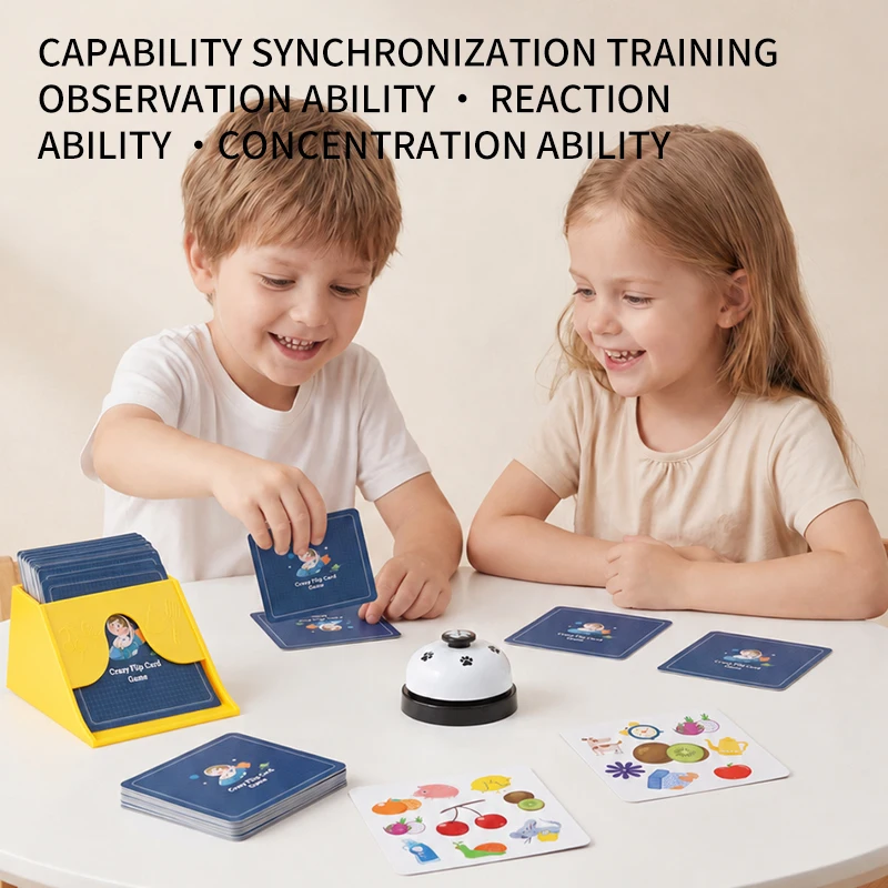 Kids Crazy Flip Card Game Memory Matching Crazy Card Toy Parent-child Interactive Cognition Game Montessori Logical Thinking Toy